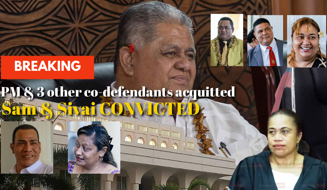 Solofua le Palemia ma le isi to’atolu, ‘ae fa’amaonia ‘e le fa’amasinoga mōliaga ‘o Sam Sua ma Sivai Kepi